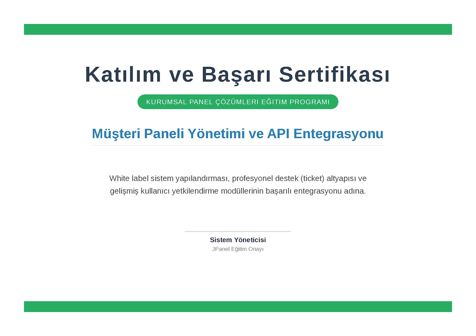 Katılım ve Başarı Sertifikası